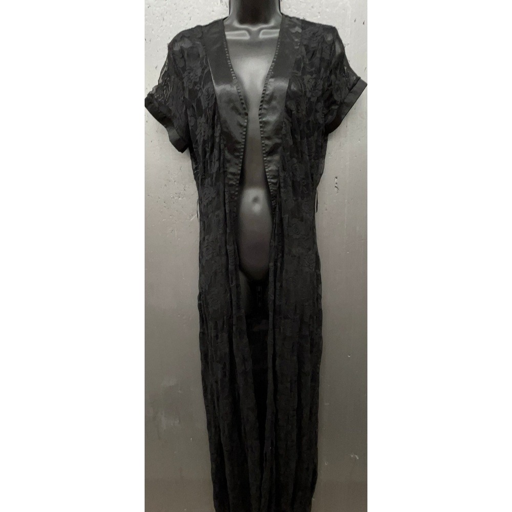 Black Lace Robe Kimono Top Small Open Long Short Sleeve Dark Romantic Whimsigoth